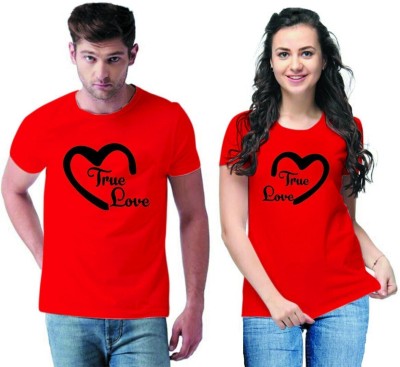 Tween Trends Printed Couple Round Neck Red T-Shirt