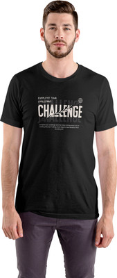 Adrift Graphic Print Men Round Neck Black T-Shirt