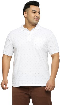 XMEX Printed Men Polo Neck White T-Shirt
