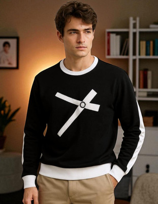 FASHIUM Printed, Colorblock Men Round Neck Black T-Shirt