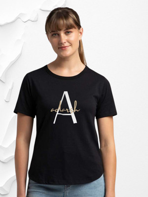 Adylix Typography Women Round Neck Black T-Shirt
