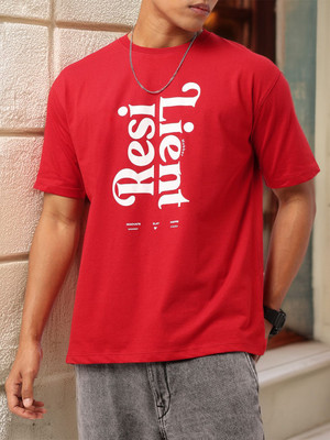 Glitchez Printed Men Round Neck Red T-Shirt