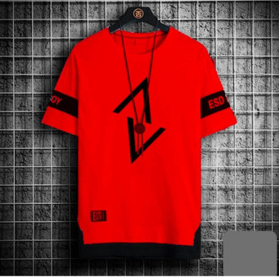 STYLOGUE Printed Men Round Neck Red T-Shirt