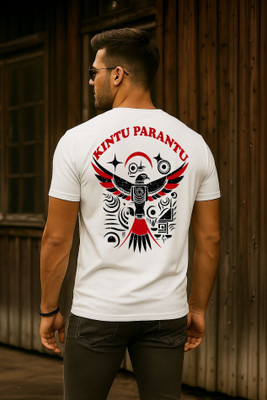 Lecowar Printed Men Round Neck White T-Shirt