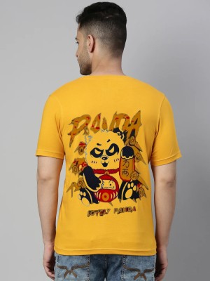 Parona Printed, Typography Men Round Neck Yellow T-Shirt