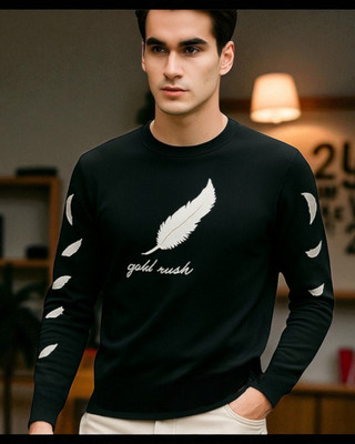 Teezler Printed Men Round Neck Black T-Shirt