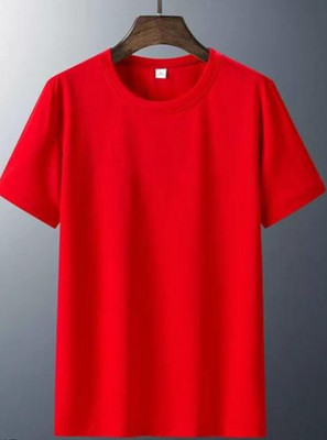 Abhi internation Solid Men Round Neck Red T-Shirt
