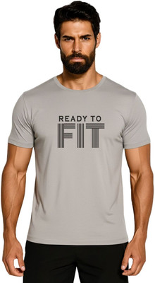 3colors Printed Men Round Neck Grey T-Shirt