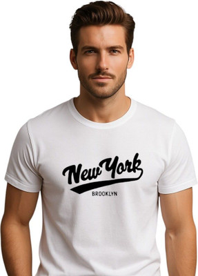 Moldify Printed Men Round Neck White T-Shirt