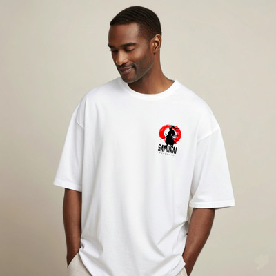 Dusty Deer Printed Men Round Neck White T-Shirt