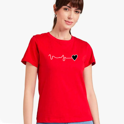 Nilan Tees Wear Printed Women Round Neck Pink T-Shirt