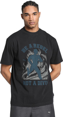 PUMA Printed Men Round Neck Black T-Shirt