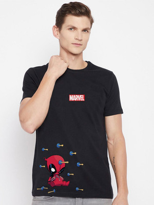 Kook N Keech Marvel Graphic Print Men Round Neck Black T-Shirt