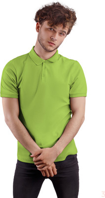 AARAMBHENTERPRISES Solid Men Polo Neck Light Green T-Shirt