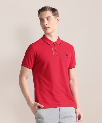 U.S. POLO ASSN. Solid Men Polo Neck Red T-Shirt