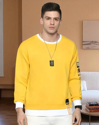Autna Printed Men Round Neck Yellow T-Shirt