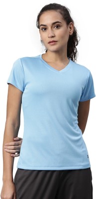 HouseOfCommon Solid Women V Neck Light Blue T-Shirt