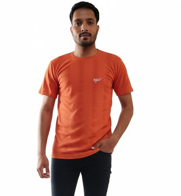 Chawda collection Self Design Men Round Neck Orange T-Shirt