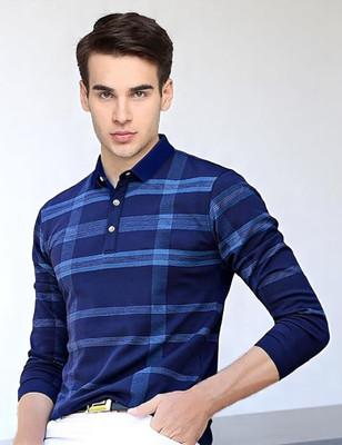 Autna Printed Men Polo Neck Navy Blue T-Shirt
