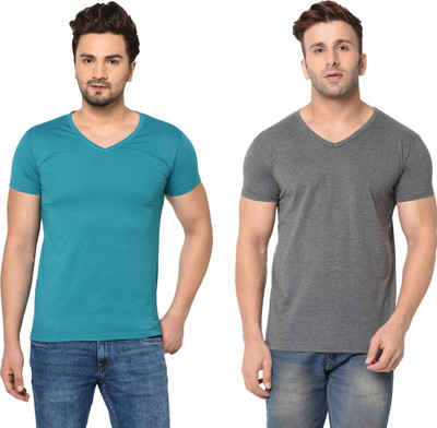 Adorbs Trend Solid Men V Neck White T-Shirt