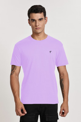 TT THE TEE Solid Men Round Neck Purple T-Shirt