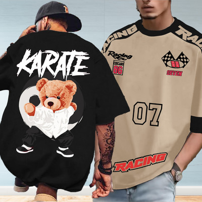 Jump Cuts Printed Men Round Neck Multicolor T-Shirt