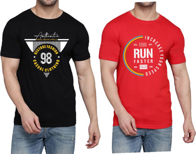 WOOSTRO Graphic Print Men Round Neck Black, Red T-Shirt