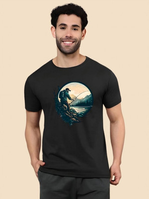 SZN Graphic Print Men Round Neck Black T-Shirt