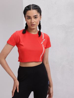 HRX by Hrithik Roshan Solid Women Round Neck Red T-Shirt