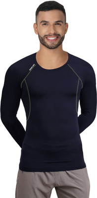 Kyk Solid Men Round Neck Dark Blue T-Shirt