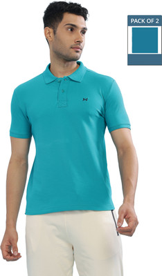 Force NXT Solid Men Polo Neck Multicolor T-Shirt