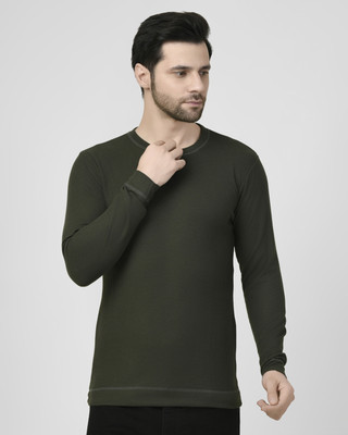 SMASH SMART WEAR Solid Men Crew Neck Green T-Shirt