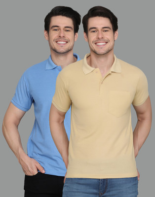 Lakshya Fashions Solid Men Polo Neck Multicolor T-Shirt