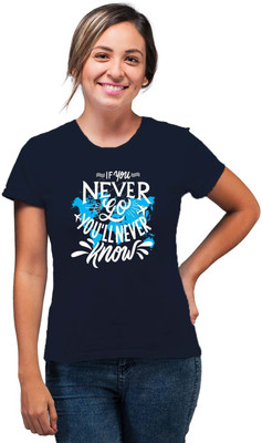 SmarTee Street Typography Women Round Neck Blue T-Shirt