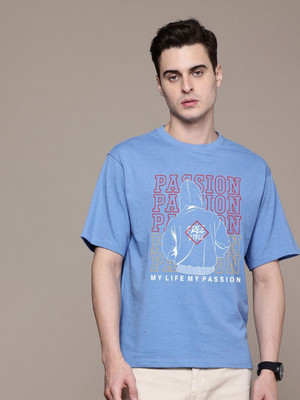 Moda Rapido Graphic Print Men Round Neck Blue T-Shirt
