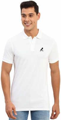 UPPERS Solid Men Polo Neck White T-Shirt