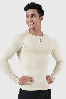 FuaarK Solid Men Round Neck Beige T-Shirt