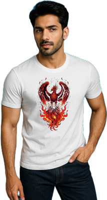 purycot Printed Men Round Neck White T-Shirt