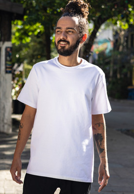 EZCLOTHING Solid Men Round Neck White T-Shirt