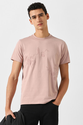 VAN HEUSEN Solid Men Crew Neck Pink T-Shirt