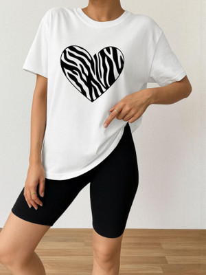 SZN Graphic Print Women Round Neck White T-Shirt