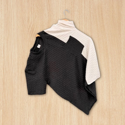 TANNU FAB Self Design Men Round Neck Black T-Shirt