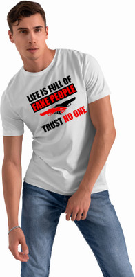 Yes Fashion Printed Men Round Neck White T-Shirt