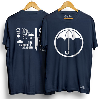 THE PRINT PLATTER Graphic Print Men Round Neck Navy Blue T-Shirt