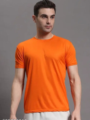 lalita creation Solid Men Round Neck Blue, Maroon, Orange T-Shirt