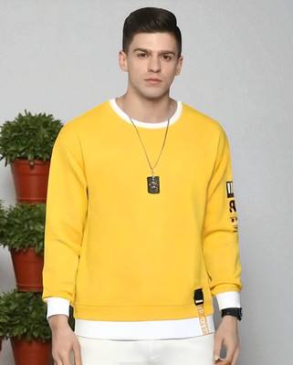 Teezler Printed Men Round Neck Yellow T-Shirt