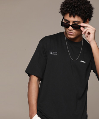 Roadster Solid Men Round Neck Black T-Shirt