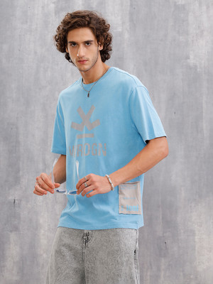 WROGN Printed Men Crew Neck Blue T-Shirt