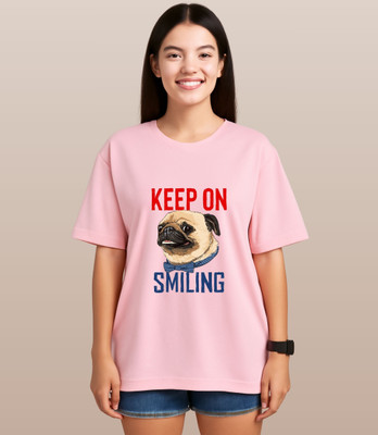 Evelyn Attire Graphic Print Women Round Neck Pink T-Shirt