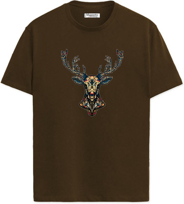 Magneto Printed Men Round Neck Brown T-Shirt